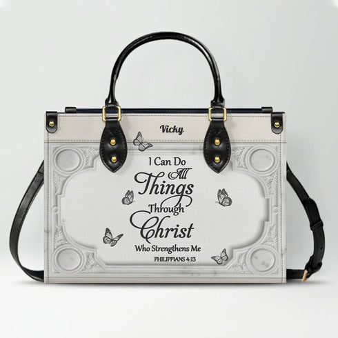 "I Can Do All Things" Inspirational Leather Bag & Wallet Set - Personalized Religious Gift - CHRISTIANARTBAG CAB0142326