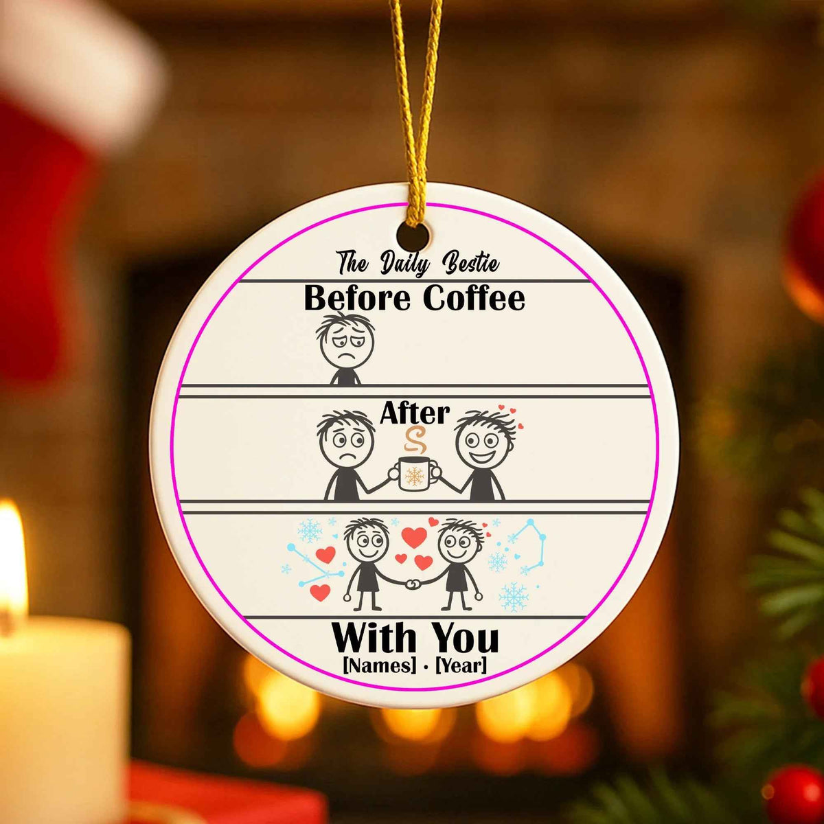 Funny Coffee Lovers Personalized Christmas Ornament