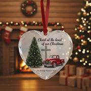 Christ At the Heart Glass Personalized Christmas Ornament