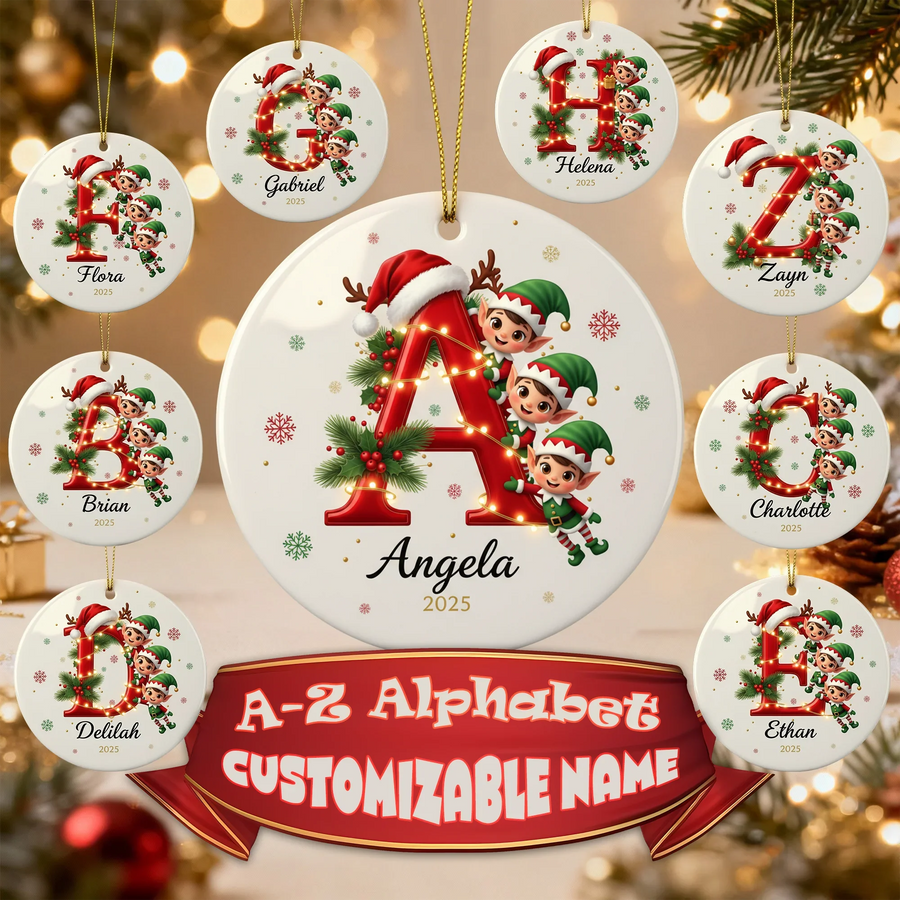 Elf Alphabet 2025 2026 - Personalized Christmas Ornament - Faith In My Bag is a brand operated by Gemini Clothing LLC
