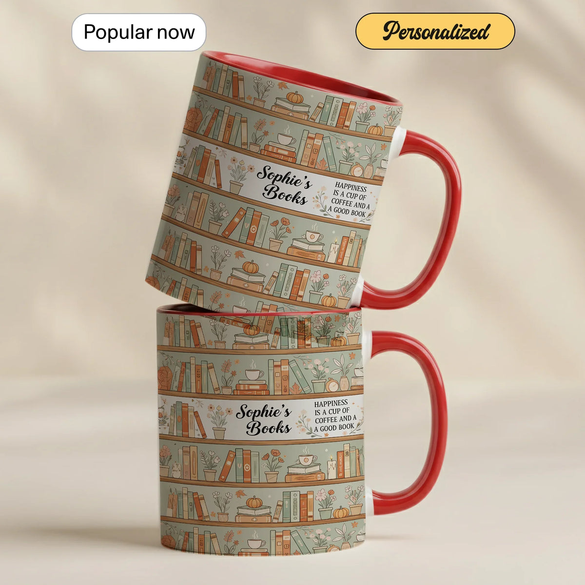 Happiness is a Cup of Coffee and a Good Book - Personalized Gift Mug - Faith In My Bag is a brand operated by Gemini Clothing LLC