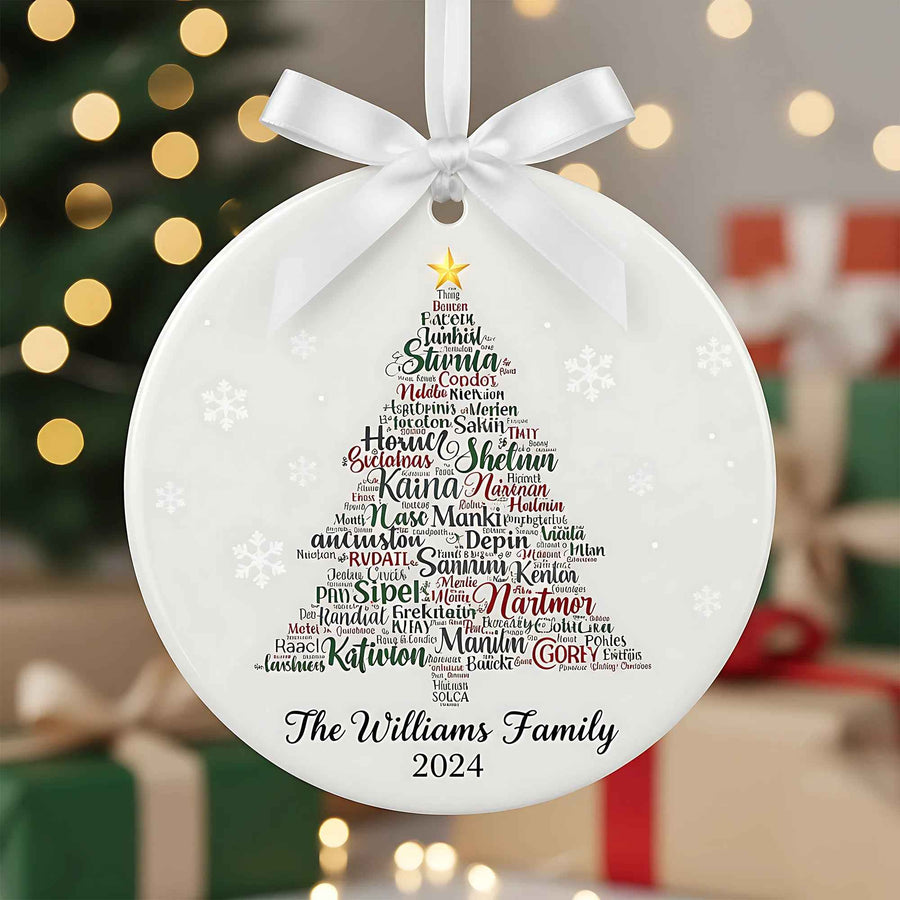 Family Name Christmas Tree Personalized Christmas Ornament