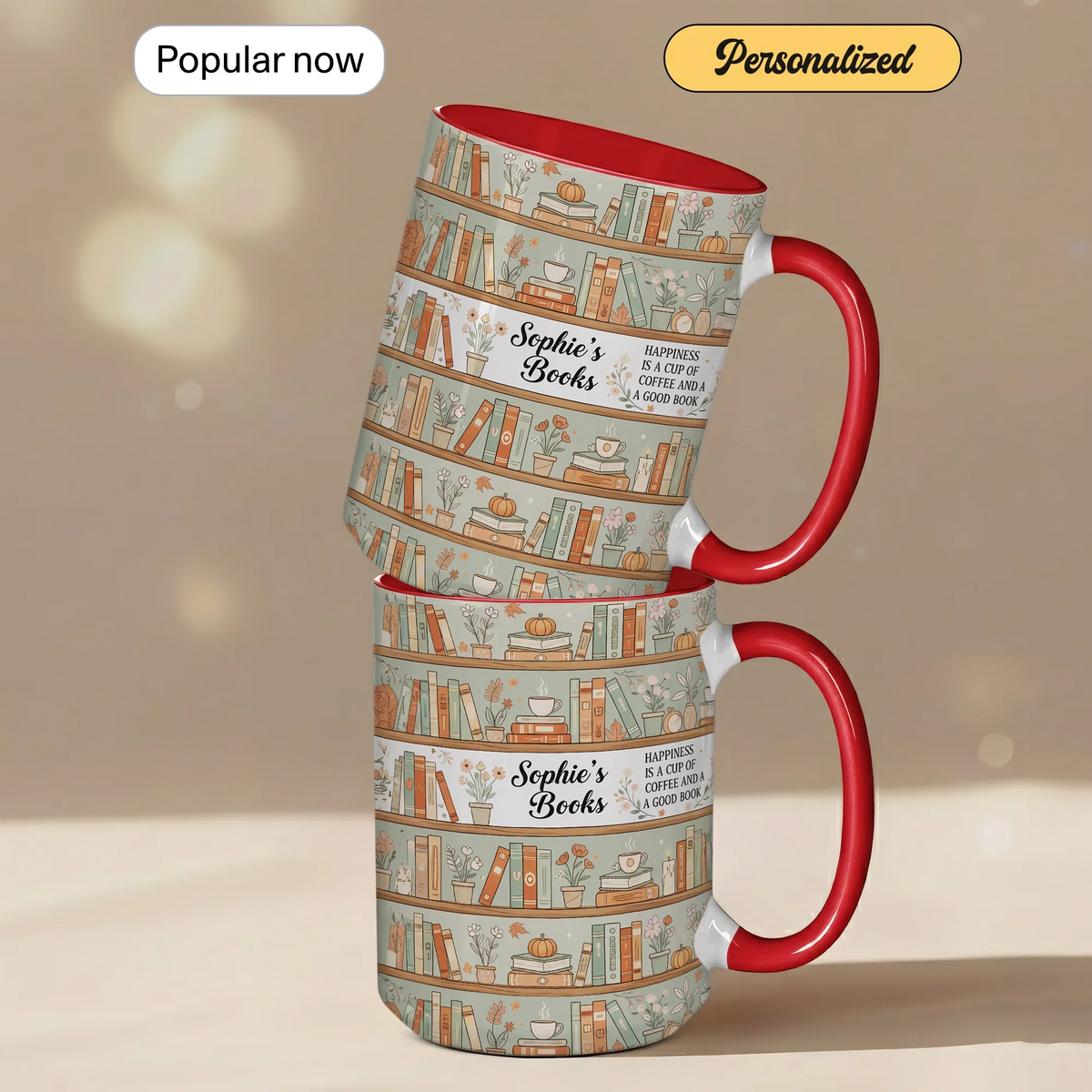 Happiness is a Cup of Coffee and a Good Book - Personalized Gift Mug - Faith In My Bag is a brand operated by Gemini Clothing LLC