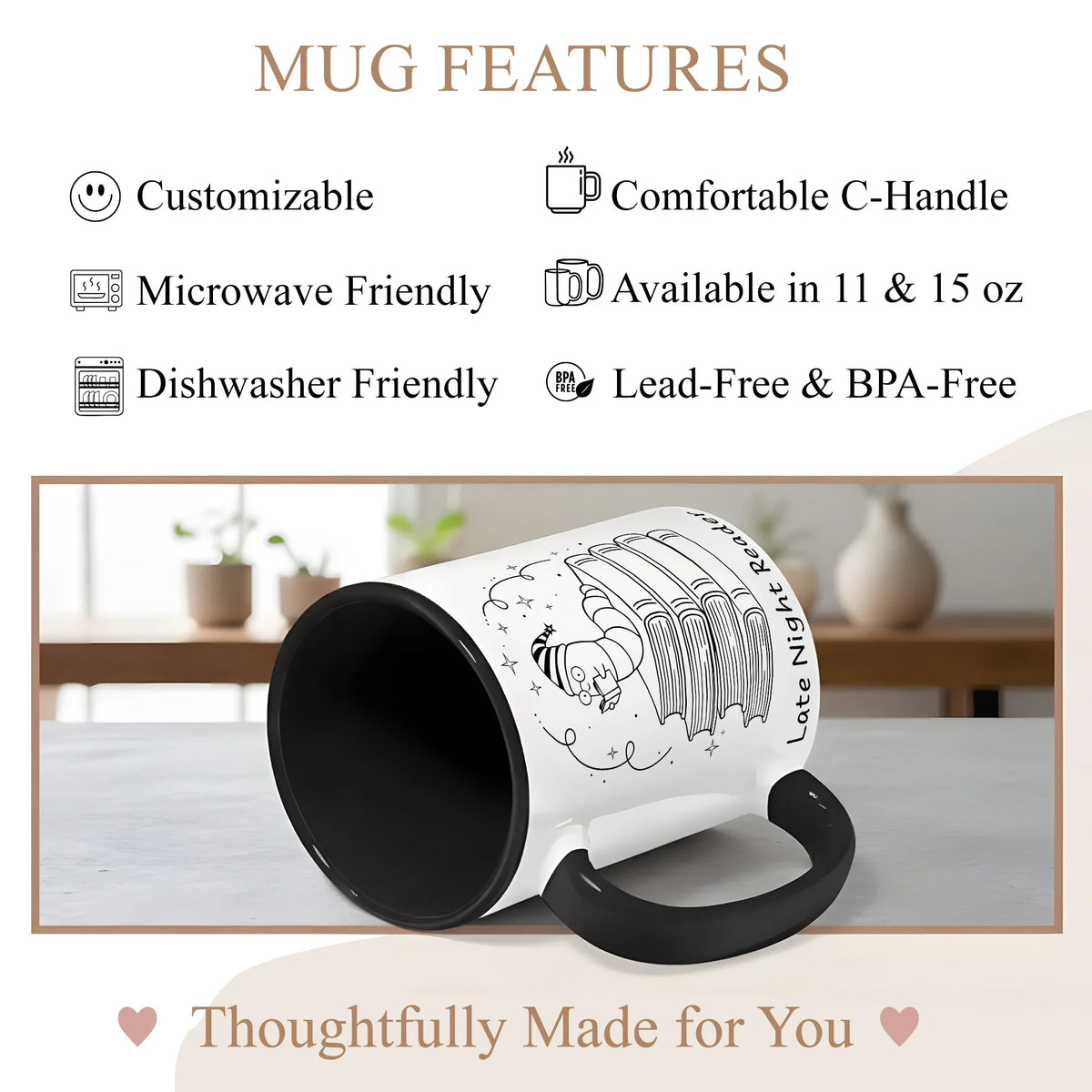 Late Night Reader for Book Lovers - Gift Mug - Faith In My Bag is a brand operated by Gemini Clothing LLC