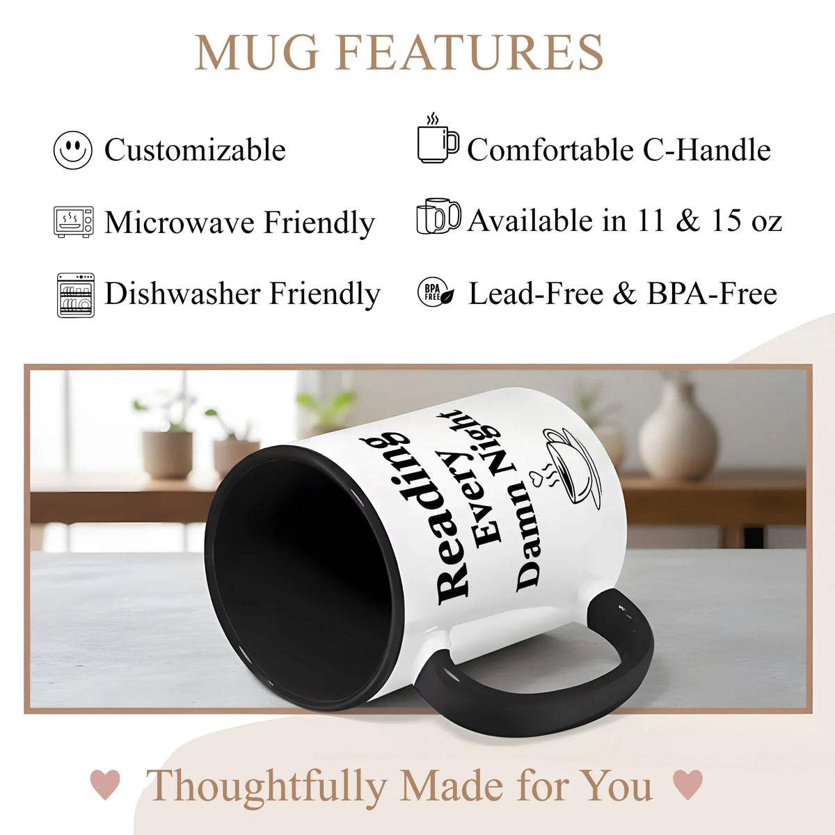 Late-Night Reading - Personalized Gift Mug - Faith In My Bag is a brand operated by Gemini Clothing LLC