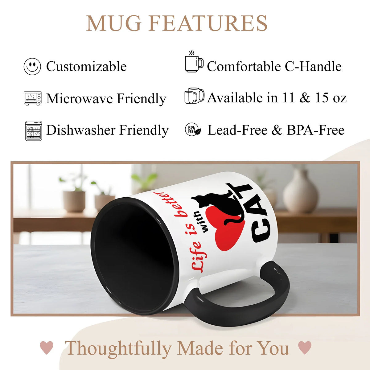 Life is Better with Cat - Gift Mug - Faith In My Bag is a brand operated by Gemini Clothing LLC