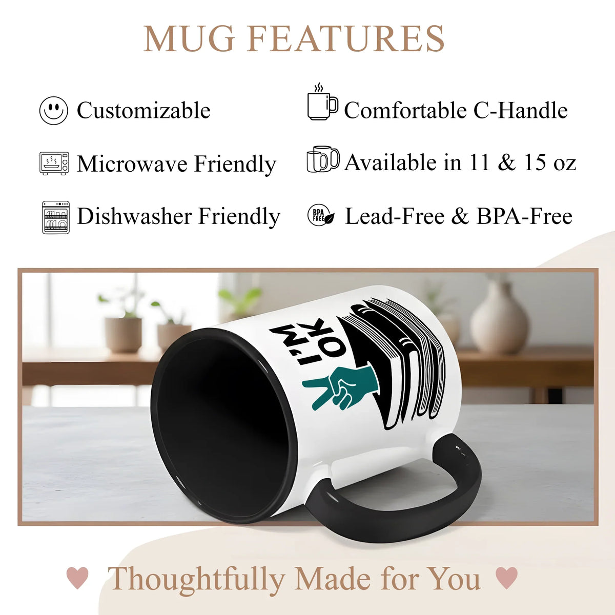 I'm OK Bookish Reading - Gift Mug - Faith In My Bag is a brand operated by Gemini Clothing LLC