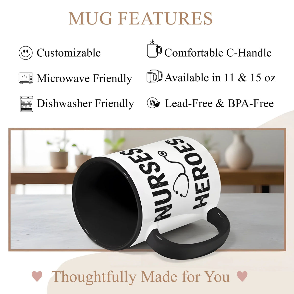 Nurses Are Heroes - Personalized Gift Mug - Faith In My Bag is a brand operated by Gemini Clothing LLC