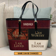 Christianart Handbag, Personalized Hand Bag, I Am Strong I Am Worthy I Am Loved I Am Enough, Personalized Gifts, Gifts for Women.