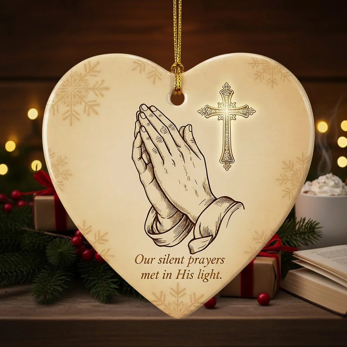In His Hands Prayer Decoration - Christmas Ornament - Faith In My Bag is a brand operated by Gemini Clothing LLC