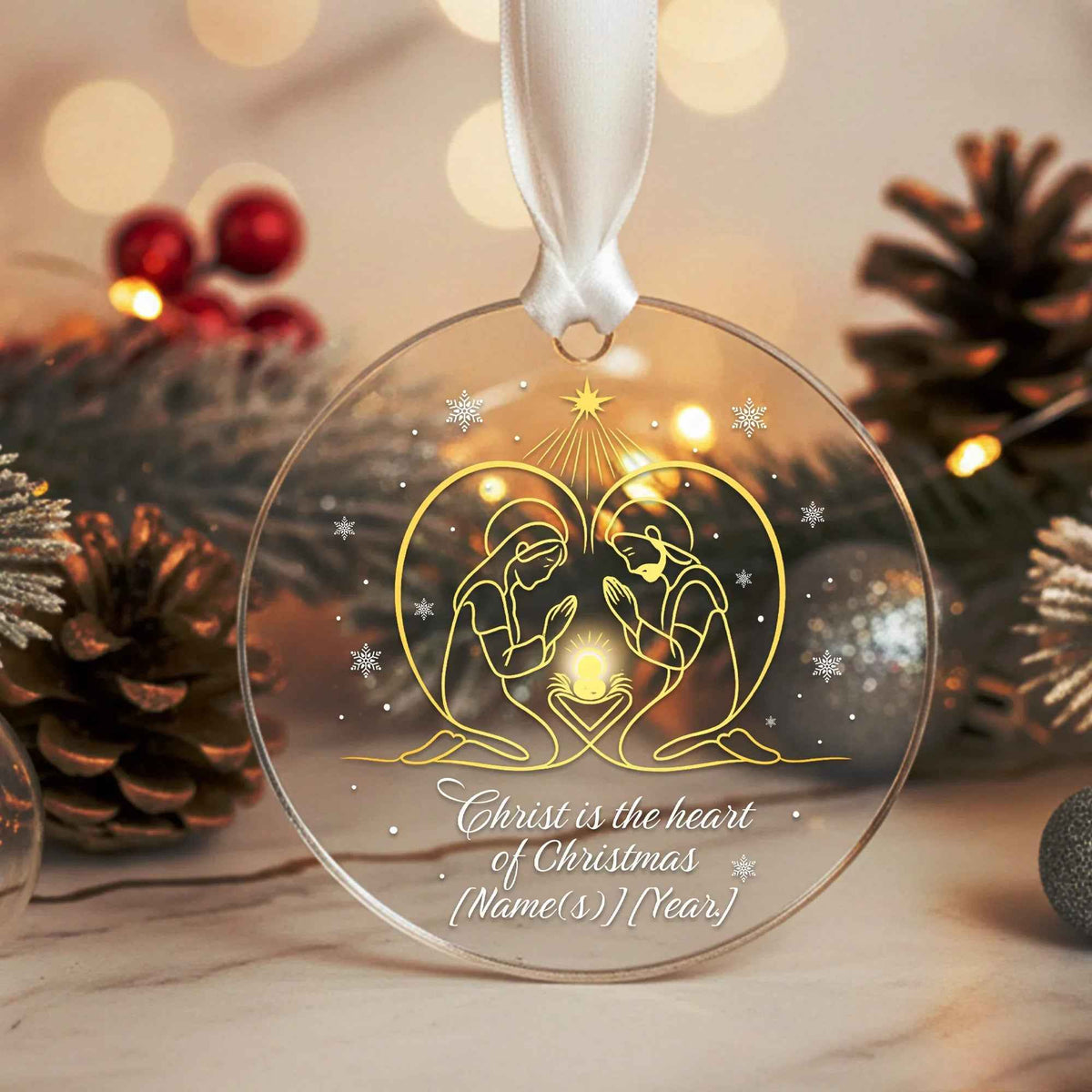 Religious Christ is the Heart of Christmas Custom Acrylic Decoration Onm37