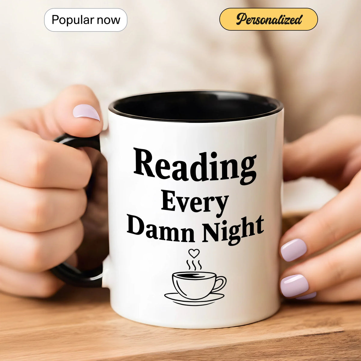 Late-Night Reading - Personalized Gift Mug - Faith In My Bag is a brand operated by Gemini Clothing LLC