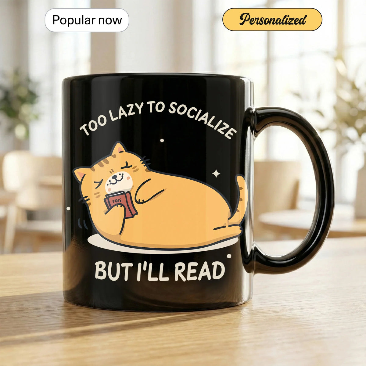 Too Lazy to Socialize Cat - Gift Mug - Faith In My Bag is a brand operated by Gemini Clothing LLC