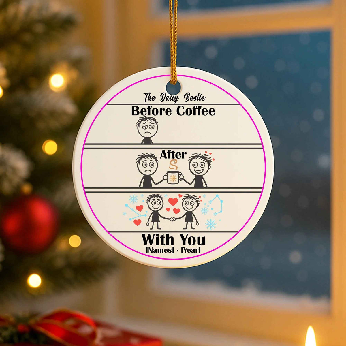 Funny Coffee Lovers Personalized Christmas Ornament