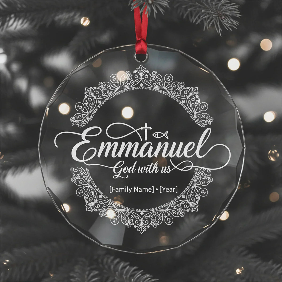 Emmanuel God with Us - Personalized Christmas Ornament - Faith In My Bag is a brand operated by Gemini Clothing LLC