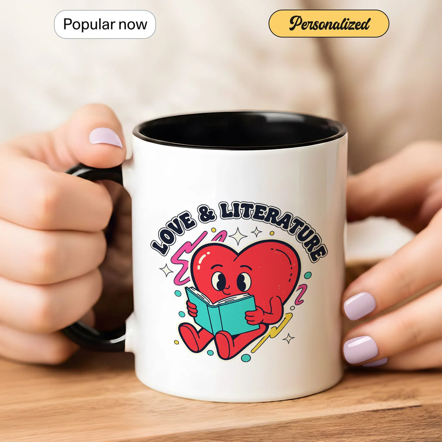 Love & Literature with Heart Design - Gift Mug - Faith In My Bag is a brand operated by Gemini Clothing LLC
