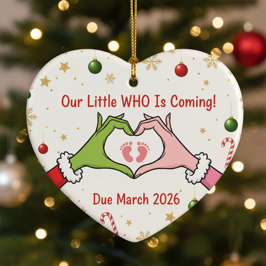 Our Little Who is Coming 2025 - Christmas Ornament - Faith In My Bag is a brand operated by Gemini Clothing LLC