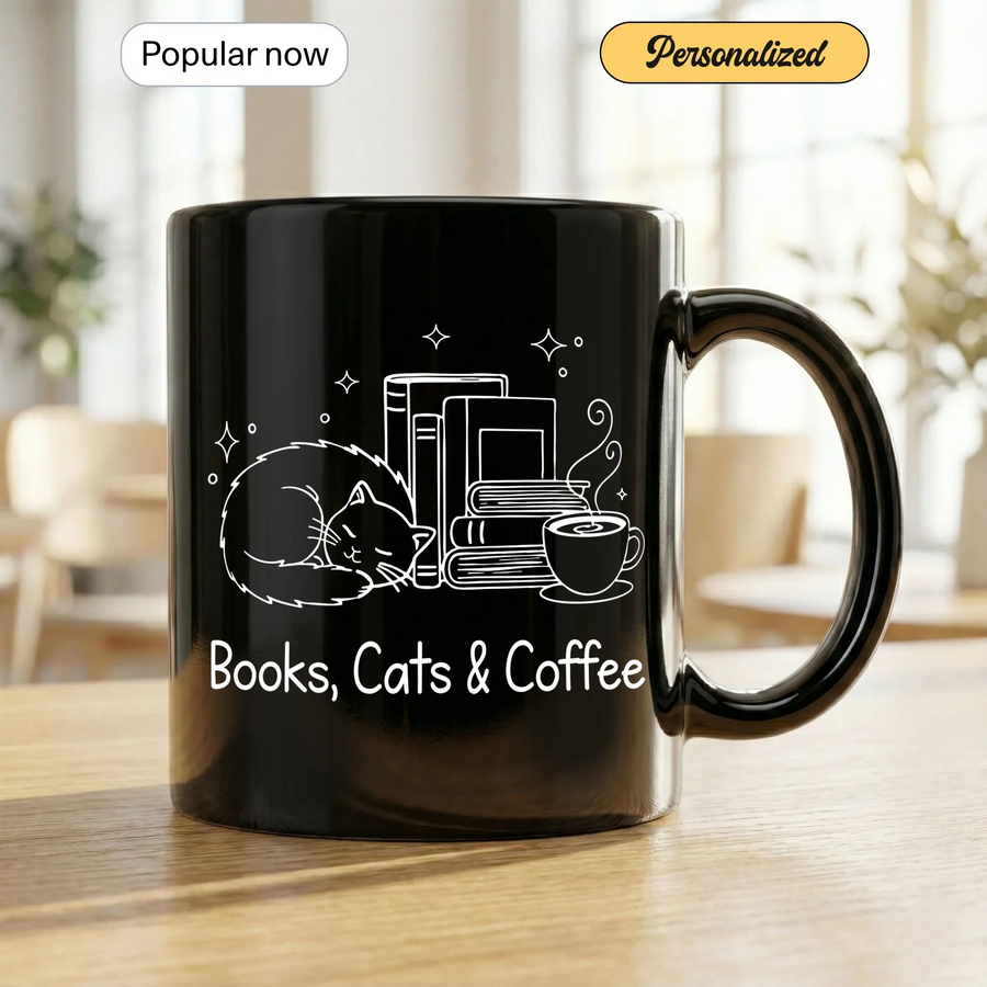 Books Cats Coffee - Gift Mug - Faith In My Bag is a brand operated by Gemini Clothing LLC