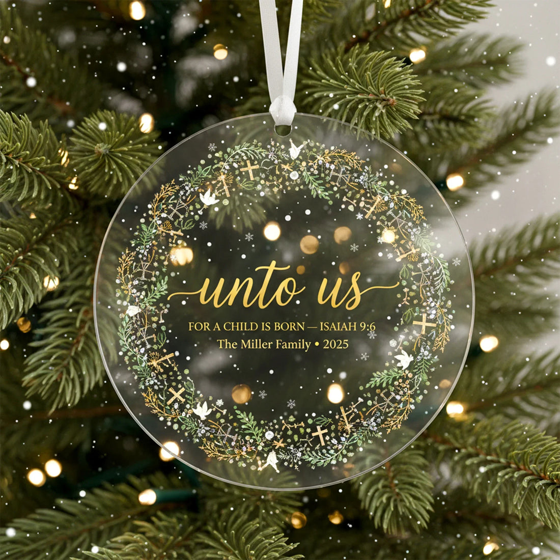 Unto Us 2025 2026 - Personalized Christmas Ornament - Faith In My Bag is a brand operated by Gemini Clothing LLC