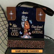 Christianart Designer Handbags, She Who Kneels Before God Can Stand Before Anyone, Personalized Gifts, Gifts for Women.