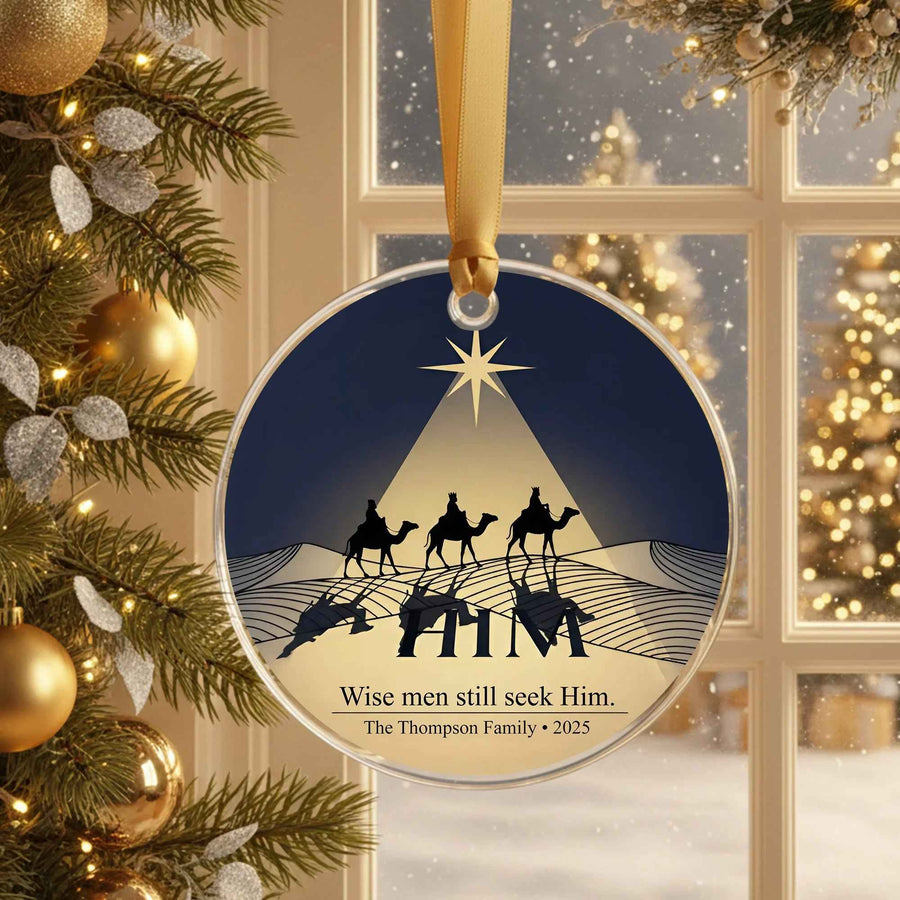 Wise Men Still Seek Him Nativity Scene Personalized Christmas Ornament