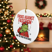 Frogs Against Fascism 2026 - Christmas Ornament - Faith In My Bag is a brand operated by Gemini Clothing LLC