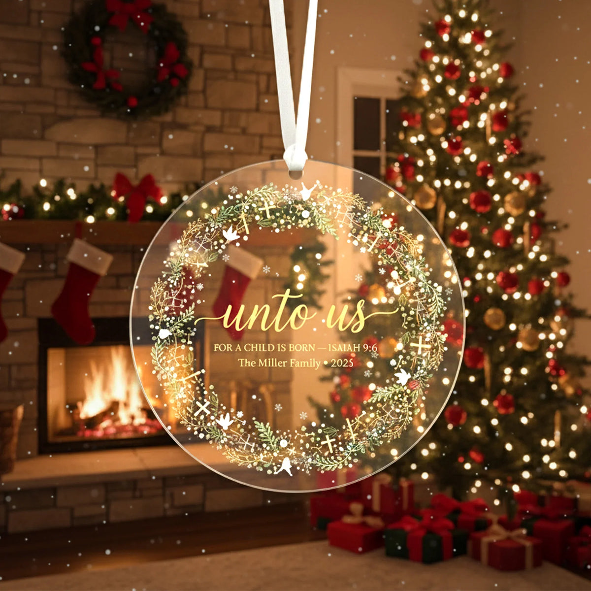 Unto Us 2025 2026 - Personalized Christmas Ornament - Faith In My Bag is a brand operated by Gemini Clothing LLC