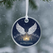 Angel Wings & Nativity Scene Christmas Ornament
