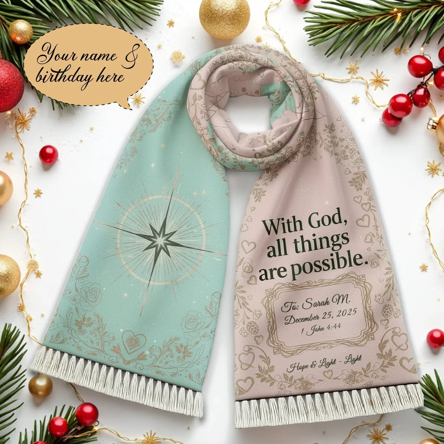 God All Things Are Possible Scarf - Personalized Christian Gift - Faith In My Bag is a brand operated by Gemini Clothing LLC