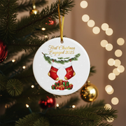 First Christmas Engaged 2025 2026 - Personalized Christmas Ornament - Faith In My Bag is a brand operated by Gemini Clothing LLC