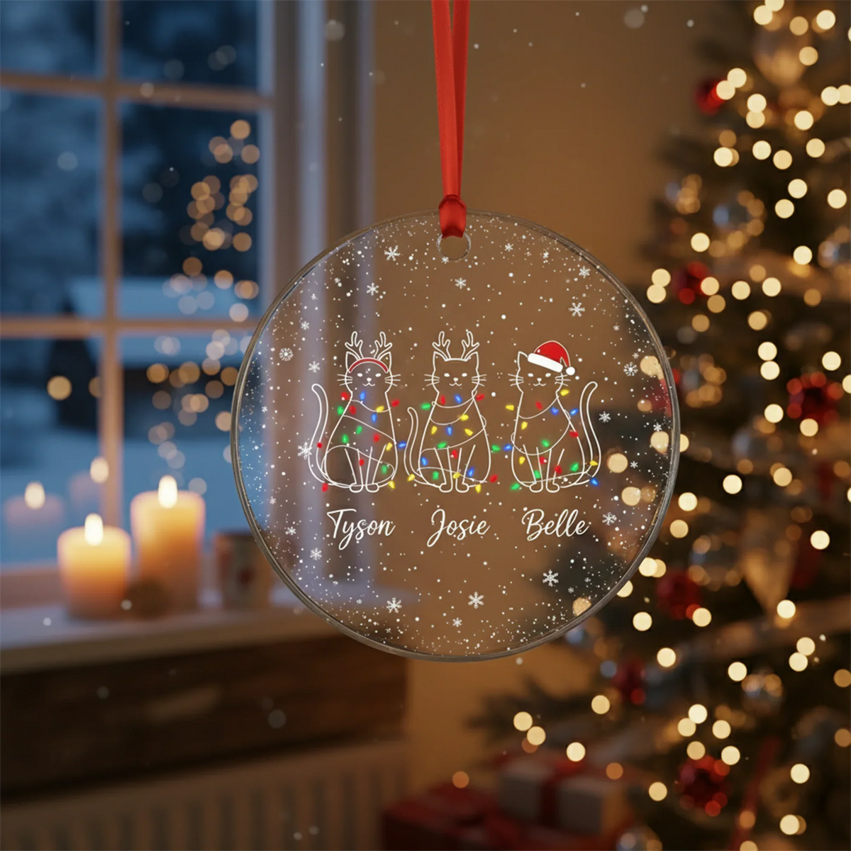 Cat Family Acrylic - Personalized Christmas Ornament - Faith In My Bag is a brand operated by Gemini Clothing LLC