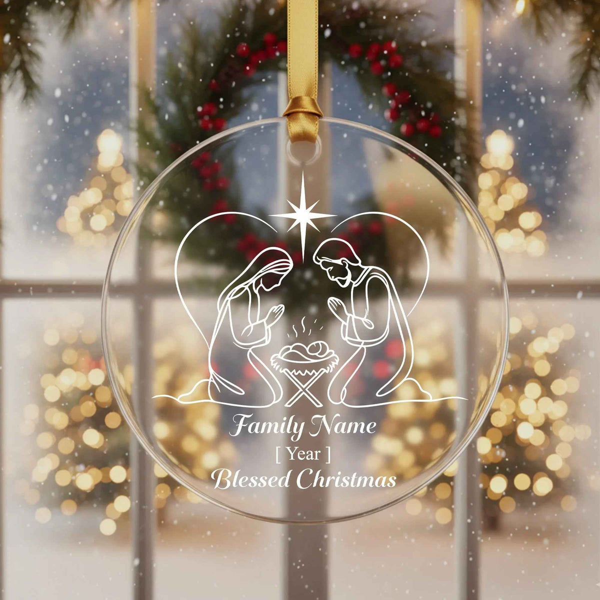 Holy Family Blessed Christmas Nativity Scene Personalized Christmas Ornament