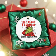 Frogs Against Fascism 2026 - Christmas Ornament - Faith In My Bag is a brand operated by Gemini Clothing LLC