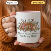 Too Many Books Quote with Vintage Flowers - Gift Mug - Faith In My Bag is a brand operated by Gemini Clothing LLC
