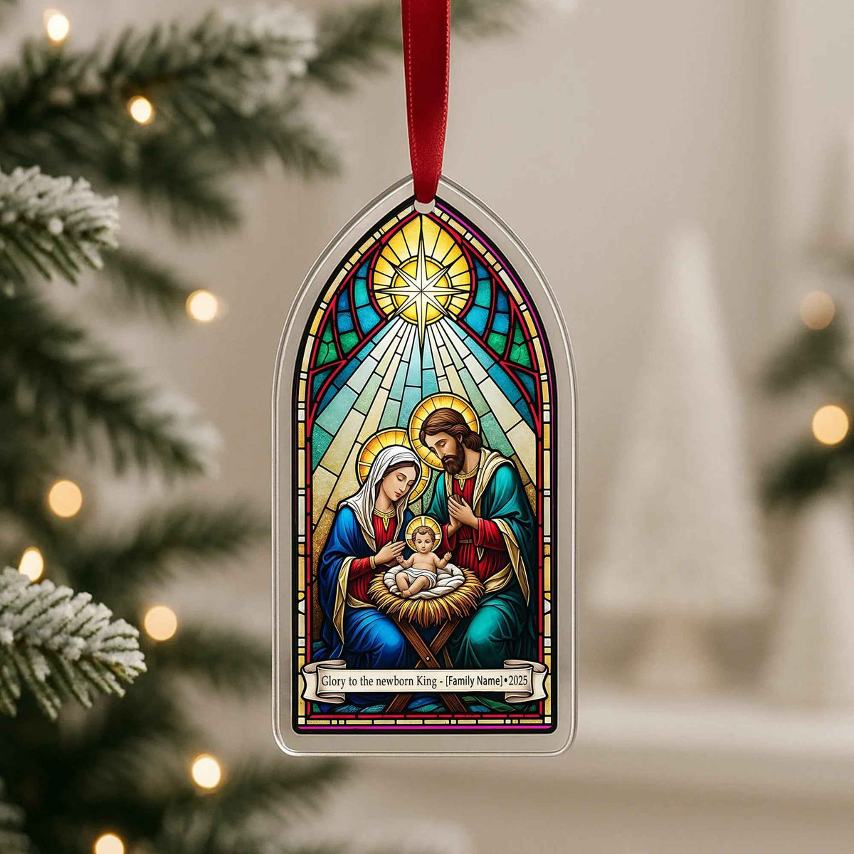 Shape Nativity Acrylic Personalized Christmas Ornament