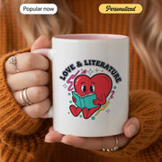 Love & Literature with Heart Design - Gift Mug - Faith In My Bag is a brand operated by Gemini Clothing LLC