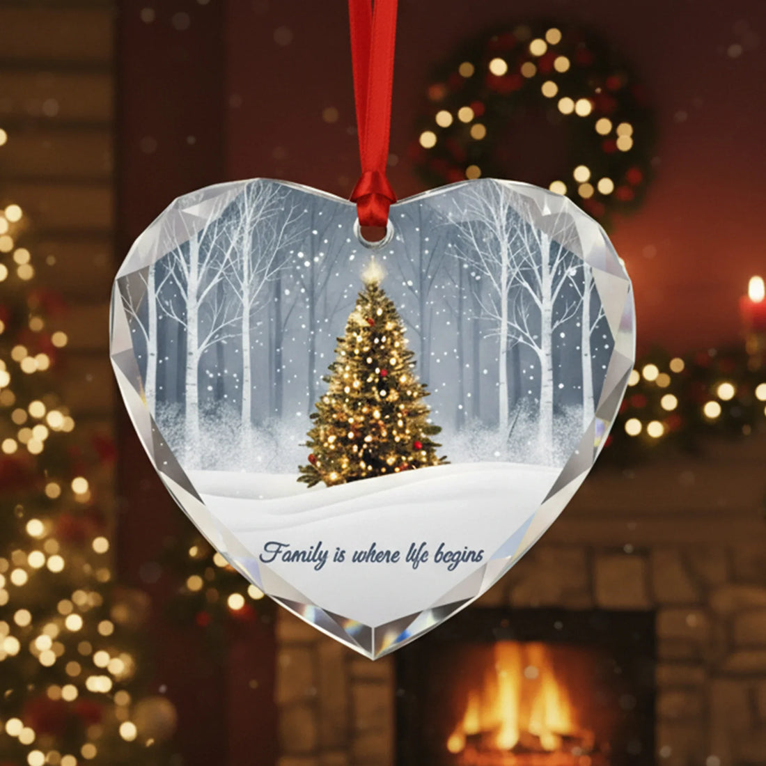 Family Glass Heart - Personalized Christmas Ornament - Faith In My Bag is a brand operated by Gemini Clothing LLC