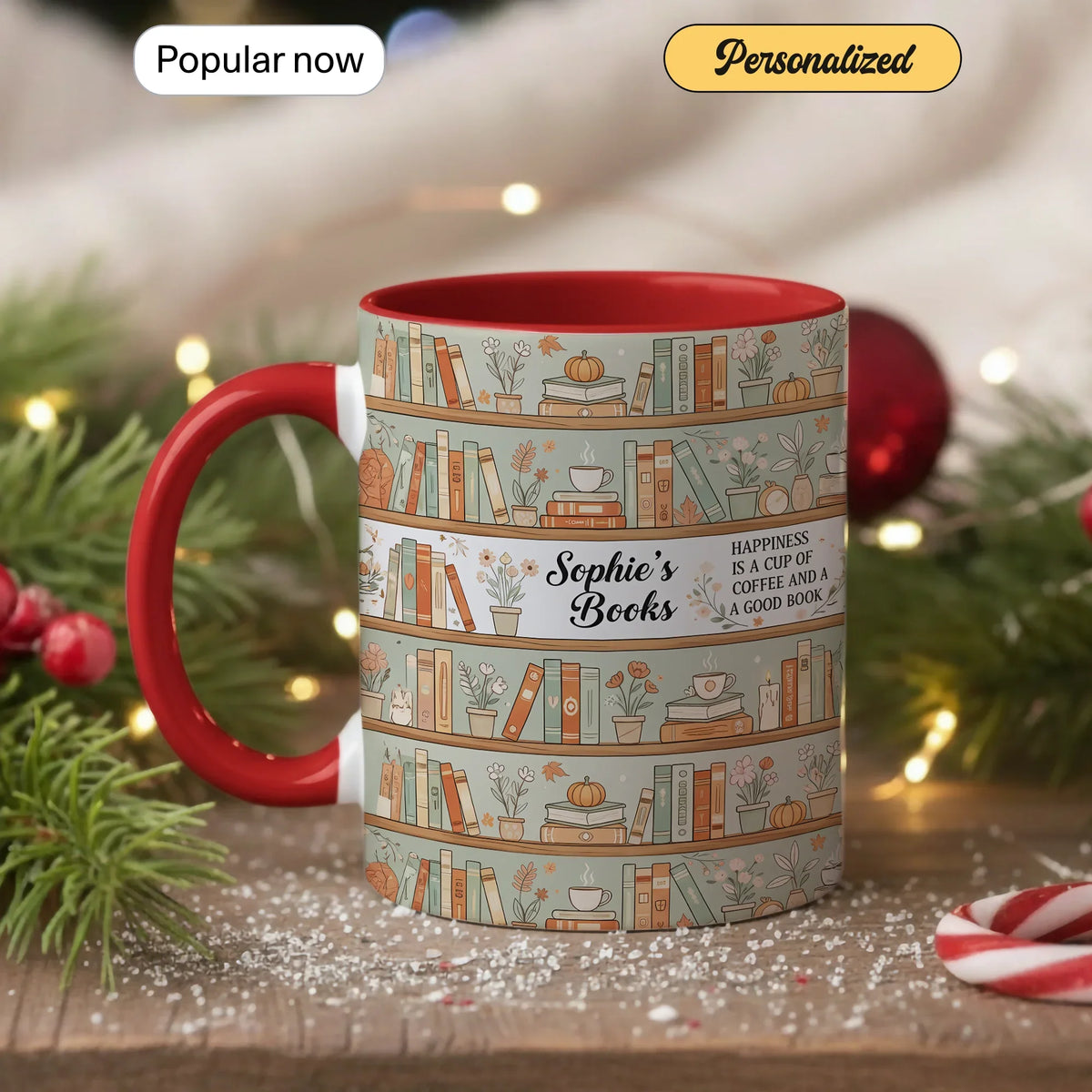 Happiness is a Cup of Coffee and a Good Book - Personalized Gift Mug - Faith In My Bag is a brand operated by Gemini Clothing LLC