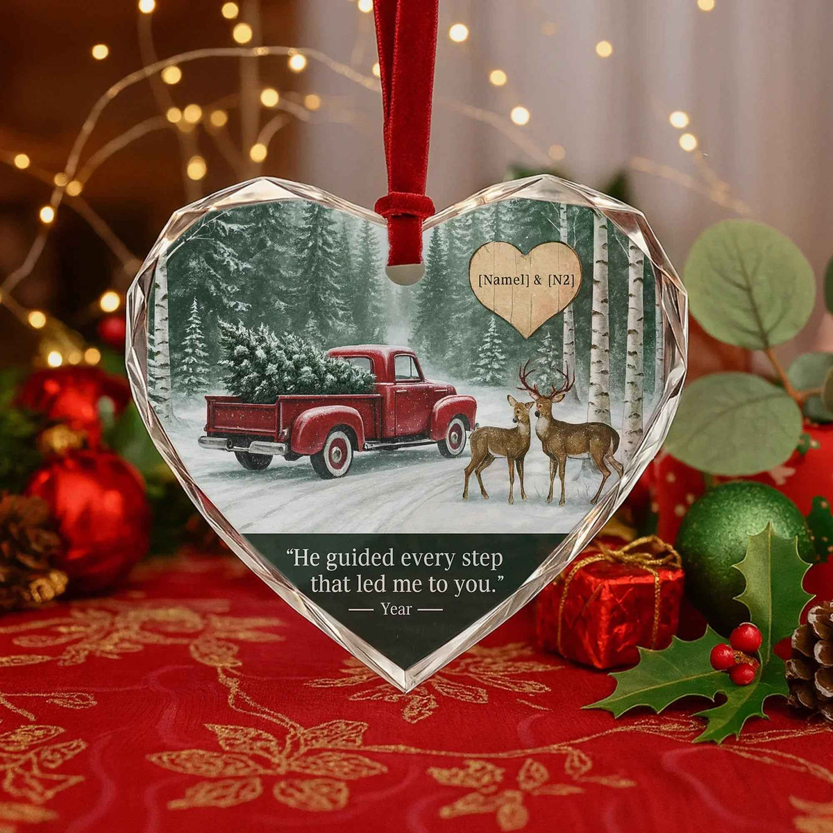 Heart for Couple - Personalized Christmas Ornament