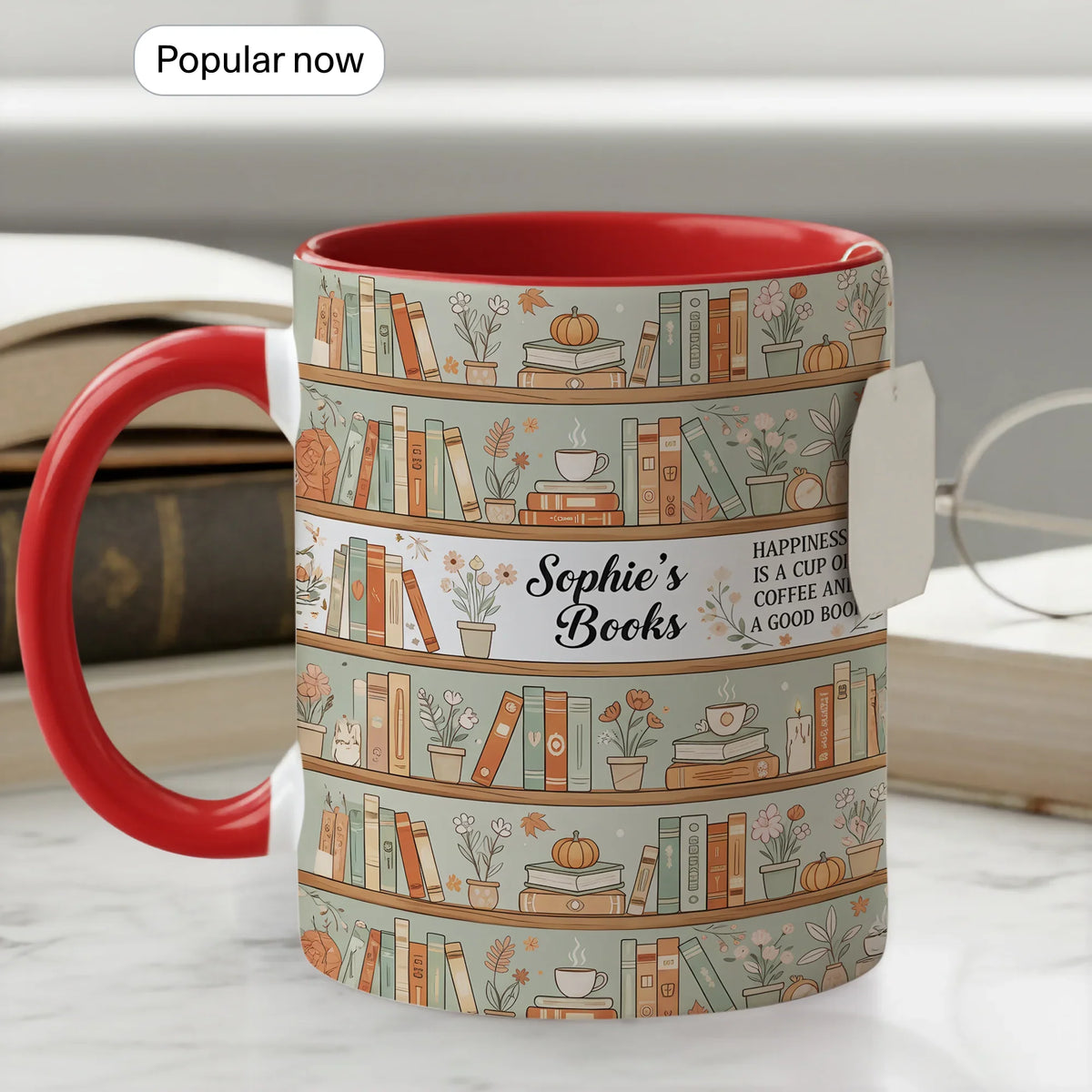 Happiness is a Cup of Coffee and a Good Book - Personalized Gift Mug - Faith In My Bag is a brand operated by Gemini Clothing LLC
