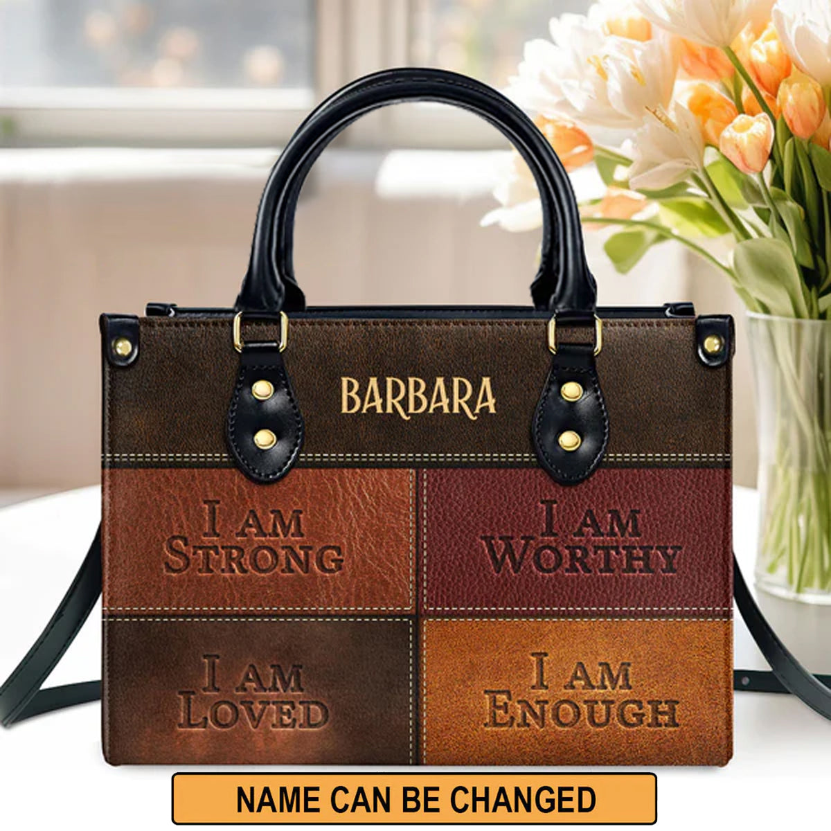 Christianartbag Handbags, I Am Strong I Am Loved Leather Bags, Personalized Bags, Gifts for Women, Christmas Gift, CABLTB01300723.