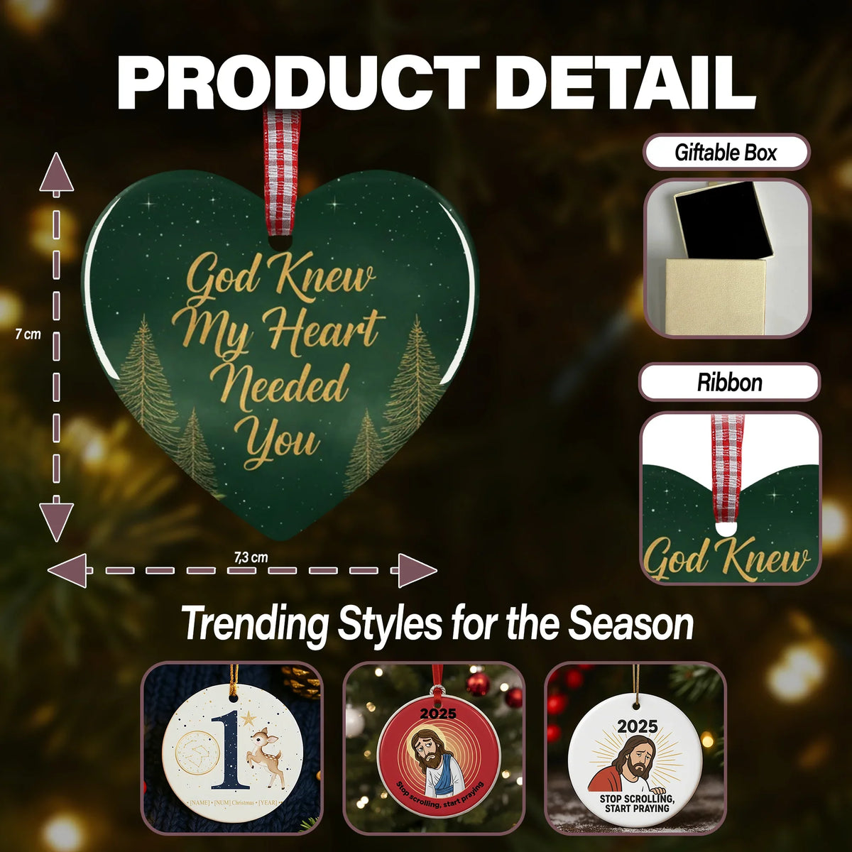 God Knew my Heart Needed You - Personalized Christmas Ornament - Faith In My Bag is a brand operated by Gemini Clothing LLC