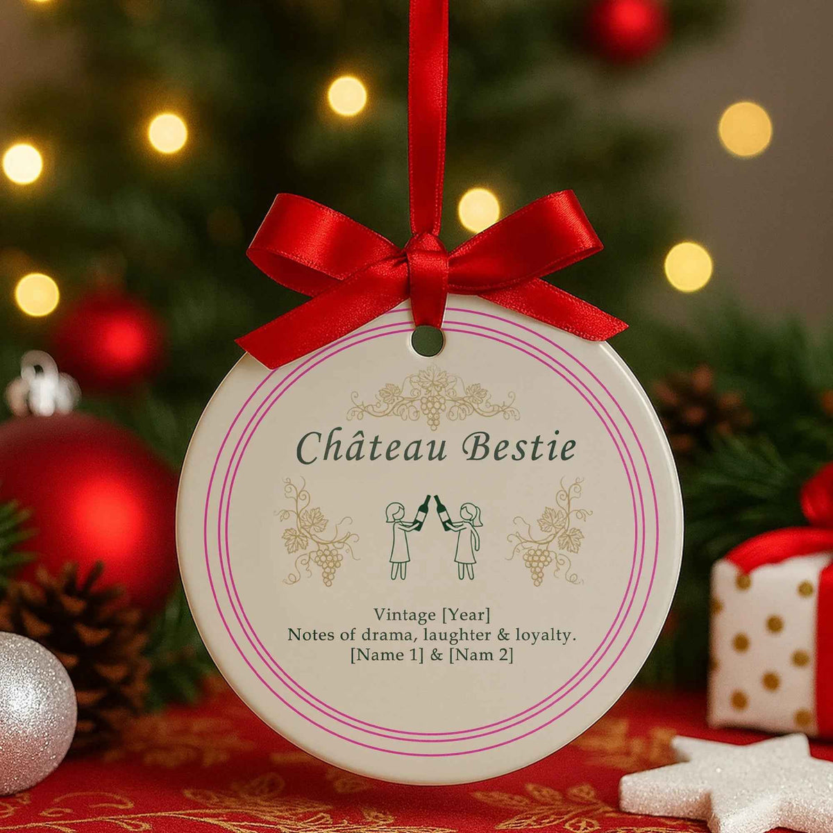 Best Friend Château Bestie Personalized Christmas Ornament