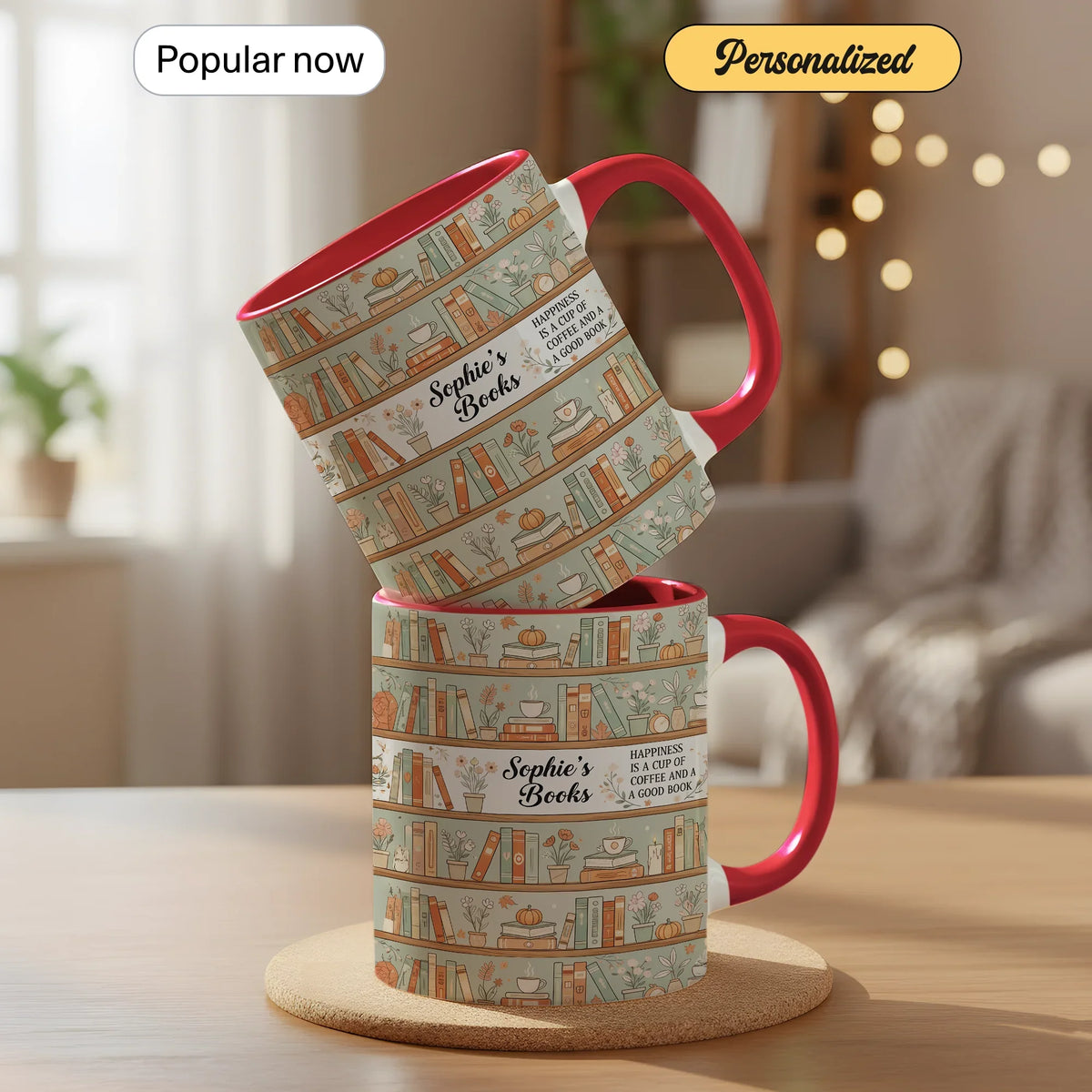 Happiness is a Cup of Coffee and a Good Book - Personalized Gift Mug - Faith In My Bag is a brand operated by Gemini Clothing LLC