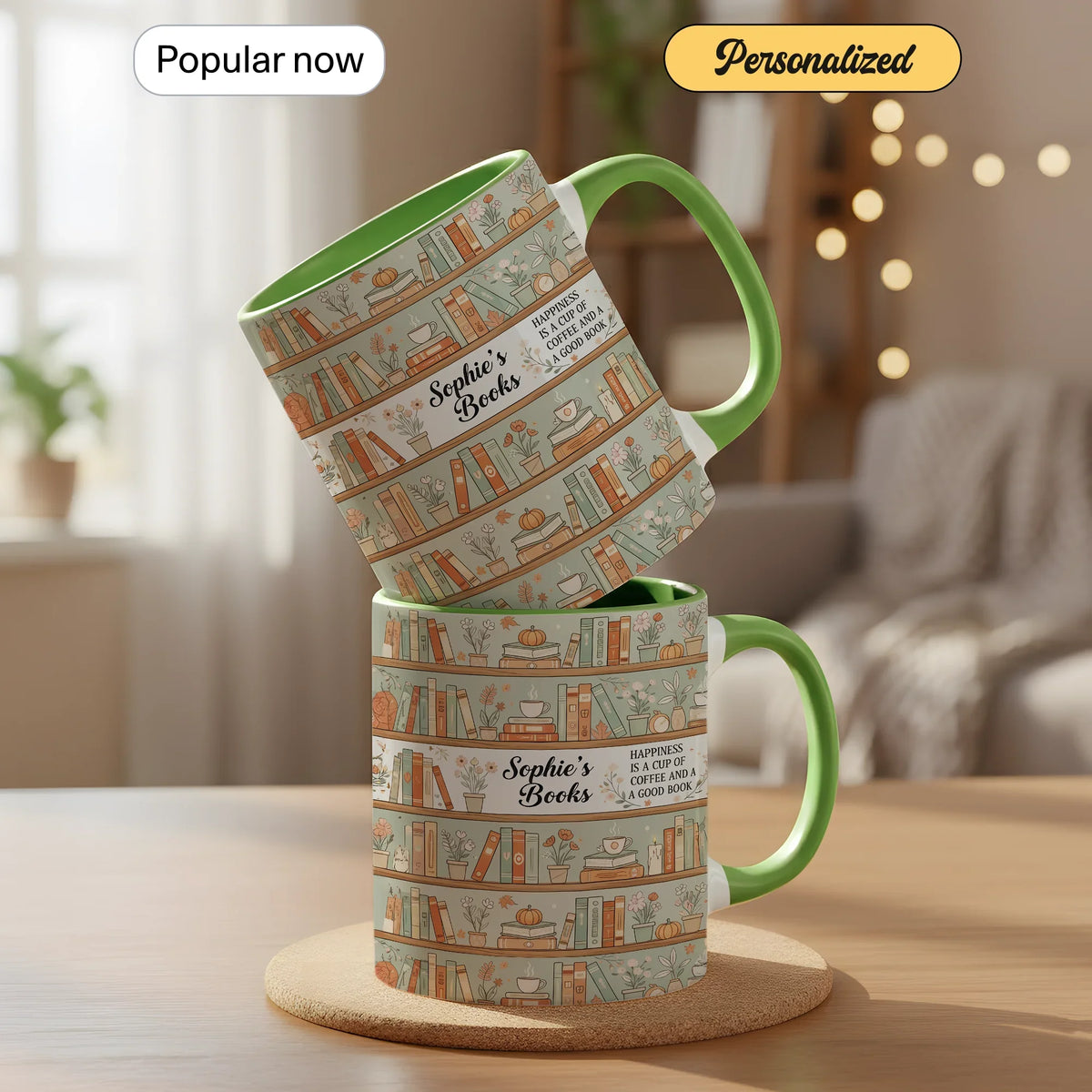 Happiness is a Cup of Coffee and a Good Book - Personalized Gift Mug - Faith In My Bag is a brand operated by Gemini Clothing LLC