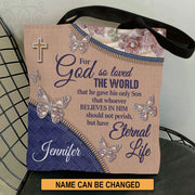 Christianart Handbag, Personalized Hand Bag, For God So Loved The World, Personalized Gifts, Gifts for Women.
