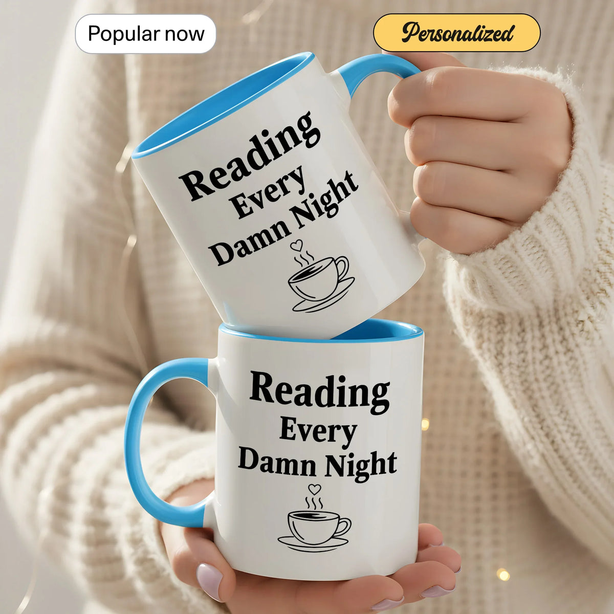 Late-Night Reading - Personalized Gift Mug - Faith In My Bag is a brand operated by Gemini Clothing LLC
