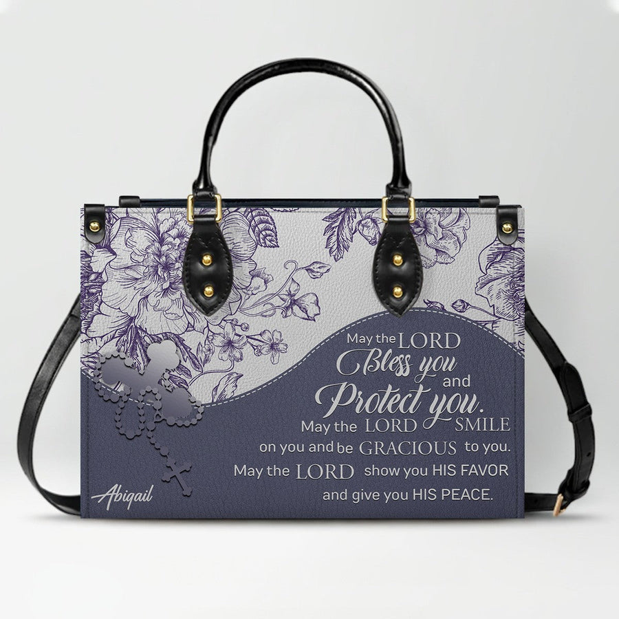 Christian Personalized Leather Handbag Flower for Women – Custom Name & Scripture | CHRISTIANARTBAG