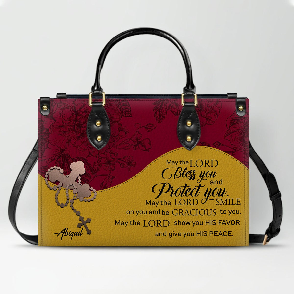 Custom Christian Leather Handbag – Personalized Name, Color & Bible Verse | CHRISTIANARTBAG