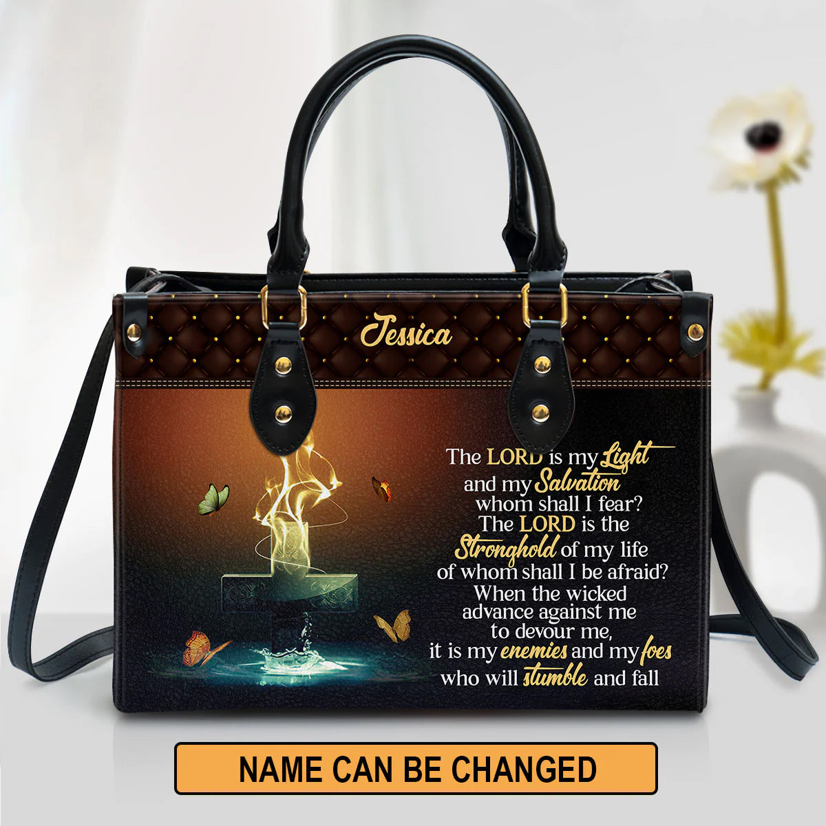 Personalized Christian Handbag - The Lord Is My Light & My Salvation